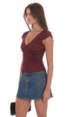Striped Fitted Top in Maroon