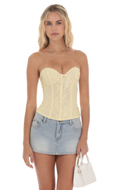 Strapless Lace Corset Top in Yellow