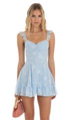 Chiffon Floral Dress in Blue