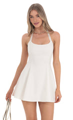 Halter Open Back Dress in White