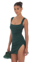 Ruched Bodycon Dress in Heather Green
