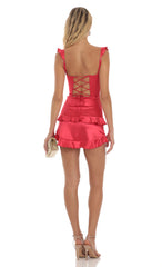 Ruffle Corset Dress in Red