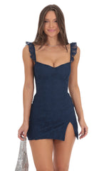 Sweetheart Neck Lace Dress in Navy