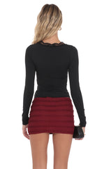 Lace V-Neck Top in Black