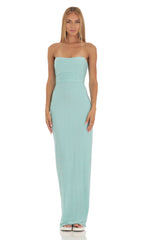 Corset Strapless Dress in Mint Blue