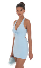 Twist Open Back Dress in Light Blue