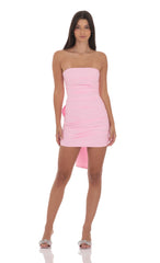 Attachable Bow Strapless Dress in Pink