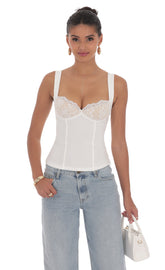 Lace Bust Top in White