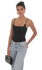 Sheer Mesh Corset Top in Black