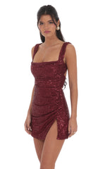 Sequin Bodycon Dress in Red
