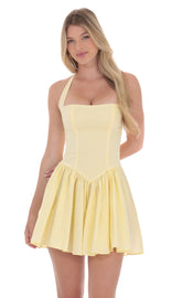 Halter A-line Dress in Yellow