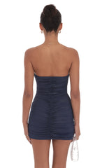 Foiled Corset Bodycon Dress in Navy