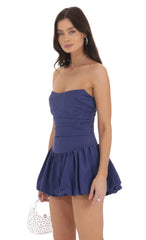 Pointed Corset Bubble Dress in Navy