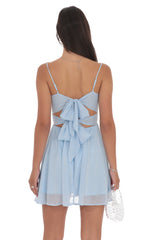 Shimmer Front Twist A-line Dress in Light Blue