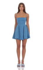 Jacquard Fit and Flare Dress in Blue