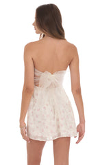Floral Strapless Fit and Flare Dress in Ivory
