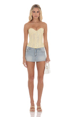 Strapless Lace Corset Top in Yellow