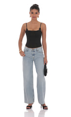 Sheer Mesh Corset Top in Black