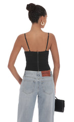 Sheer Mesh Corset Top in Black