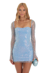 Sequin Corset Dress in Blue