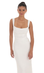 Back Sequin Butterfly Maxi Dress in White