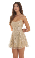 Sequin Mini Dress in Gold