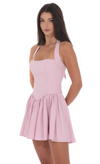 Pinstripe Halter A-line Dress in Pink