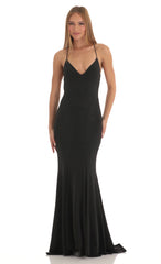 Open Back Maxi Dress in Black