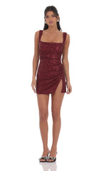 Sequin Bodycon Dress in Red