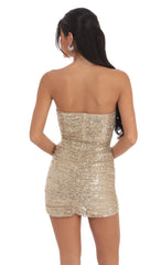 Sequin Corset Bodycon Dress in Gold