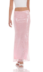 Sequin Maxi Skirt in Pink