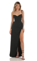 Lace Maxi Dress in Black