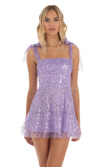 Sequin Mini Dress in Purple