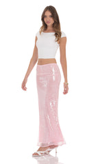 Sequin Maxi Skirt in Pink