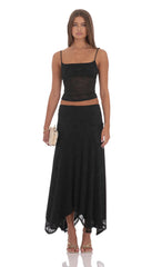 Sheer Lace Spaghetti Top in Black