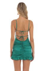 Ruched Bodycon Mini Dress in Green