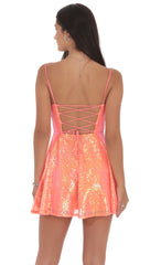 Sequin Cowl Neck Dress in Orange