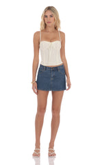 Low Rise Denim Mini Skirt in Blue